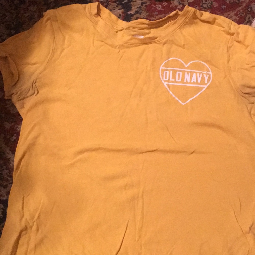 Yellow shirt with heart and old navy text
